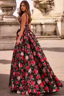 A Line Floral Long Dress 57725^Sherri Hill New