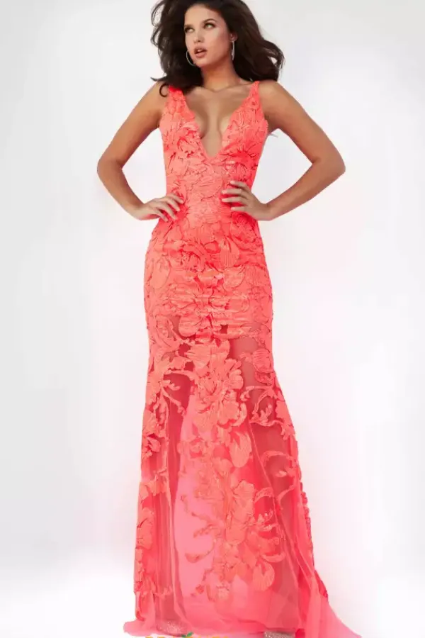 Applique Long Fitted Dress 60283^Jovani