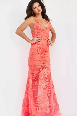 Applique Long Fitted Dress 60283^Jovani