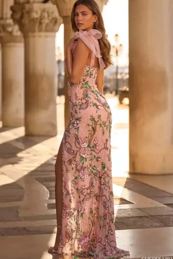 Beaded Long Fitted Dress 57602^Sherri Hill Clearance