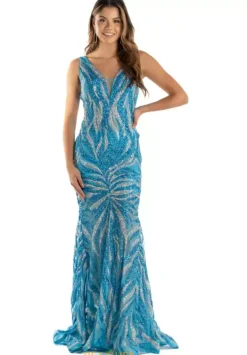 Fitted Sequins Long Dress 06153^Jovani Online