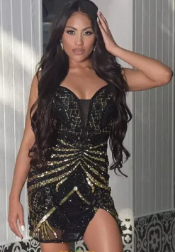 Fitted Sequins Short Dress 1741^Jasz Couture Clearance