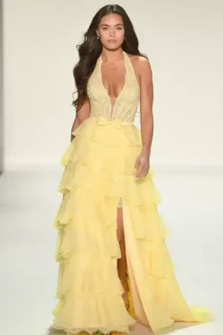 Halter Neckline A Line Chiffon Dress 57940^Sherri Hill Hot