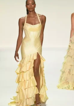 Halter Neckline Satin Dress 57618^Sherri Hill Outlet