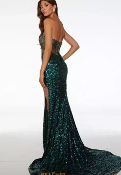 Long Corset Lace Up Beaded Dress 61573^Alyce Discount