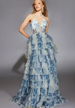 Long Halter Neckline Corset Dress 61730^Alyce Sale