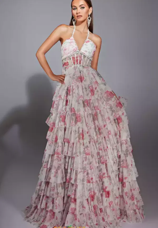 Long Halter Neckline Corset Dress 61730^Alyce Sale