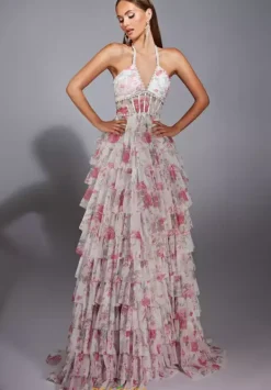 Long Halter Neckline Corset Dress 61730^Alyce Sale