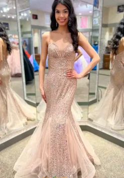 Long Mermaid Sequins Dress 20548^Blush Best