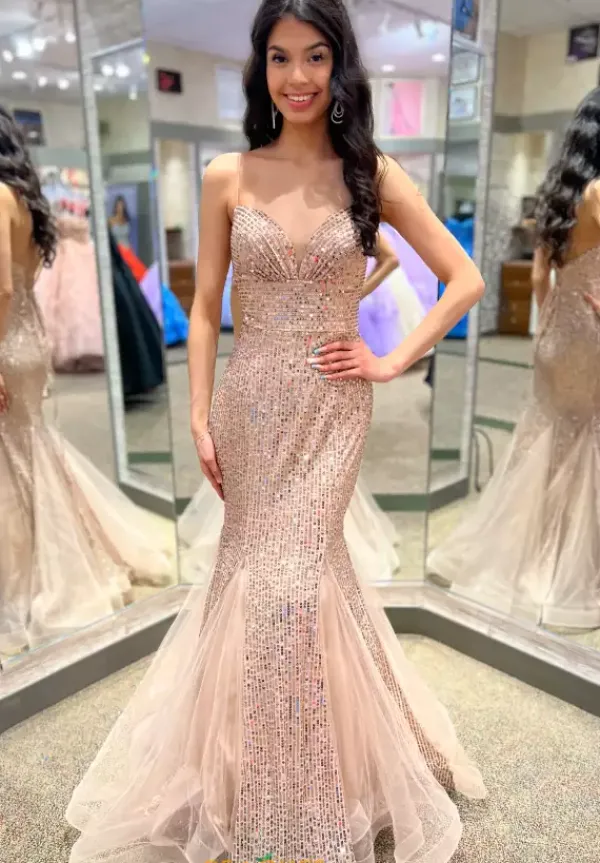 Long Mermaid Sequins Dress 20548^Blush Best