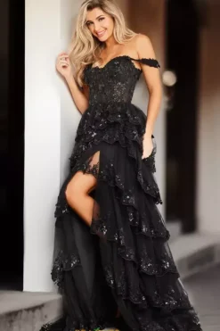 Off The Shoulder A Line Dress 36687^Jovani Online