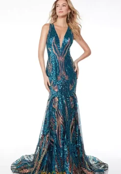 Open Back Train Fitted Dress 61657^Alyce Best