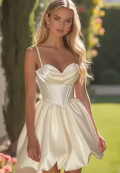 Short A Line Satin Dress 30012^Alyce Discount