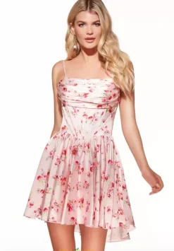 Short Satin A Line Dress 30059^Alyce Outlet