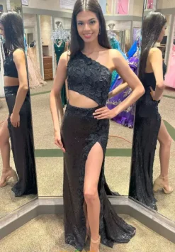 Single Shoulder Fully Beaded Dress 23789^Jovani Clearance