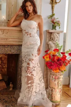 Single Shoulder Sequins Long Dress 02895^Jovani Clearance