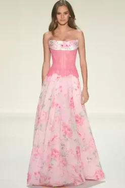 Strapless A Line Long Dress 58002^Sherri Hill Clearance
