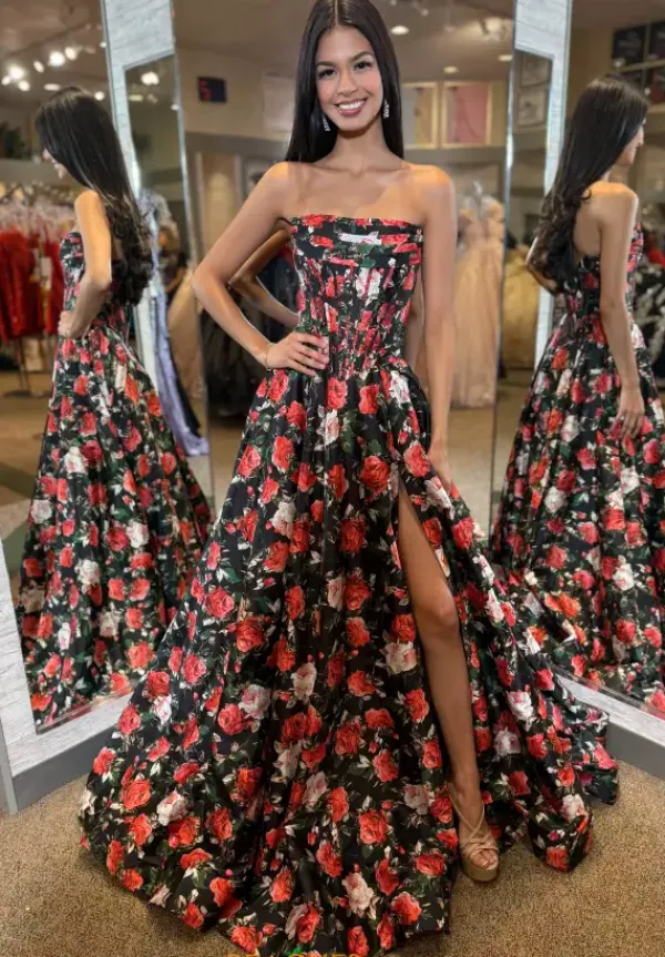 Strapless A Line Long Dress 57723^Sherri Hill Sale