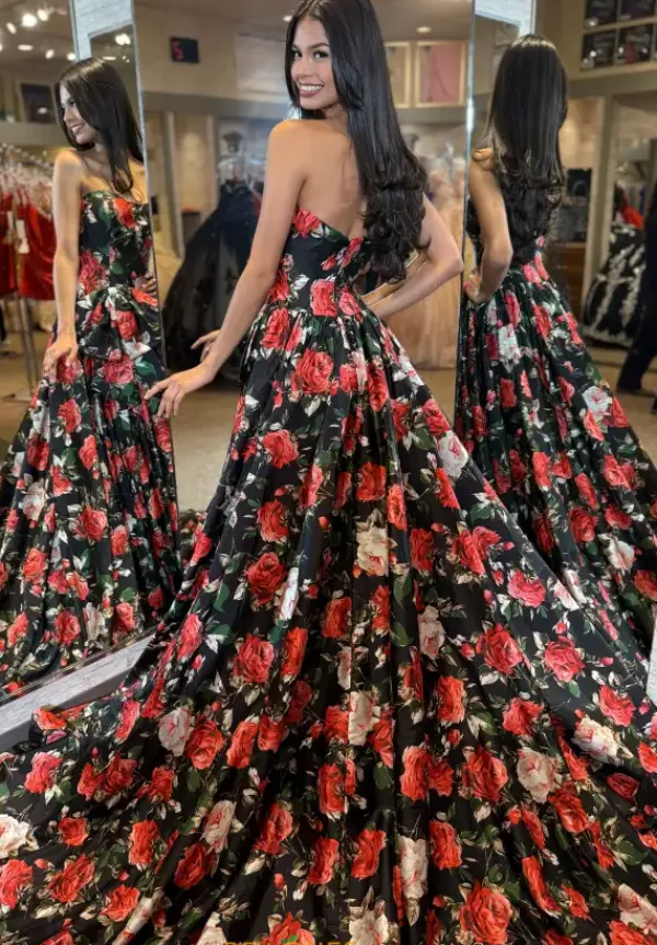 Strapless A Line Long Dress 57723^Sherri Hill Sale