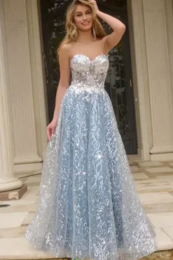 Strapless Beaded A Line Dress 08417^Jovani Online