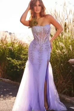 Strapless Beaded Long Dress 22538^Jovani Discount
