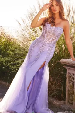 Strapless Beaded Long Dress 22538^Jovani Discount
