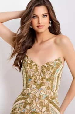 Strapless Beaded Long Dress 38707^Jovani Outlet
