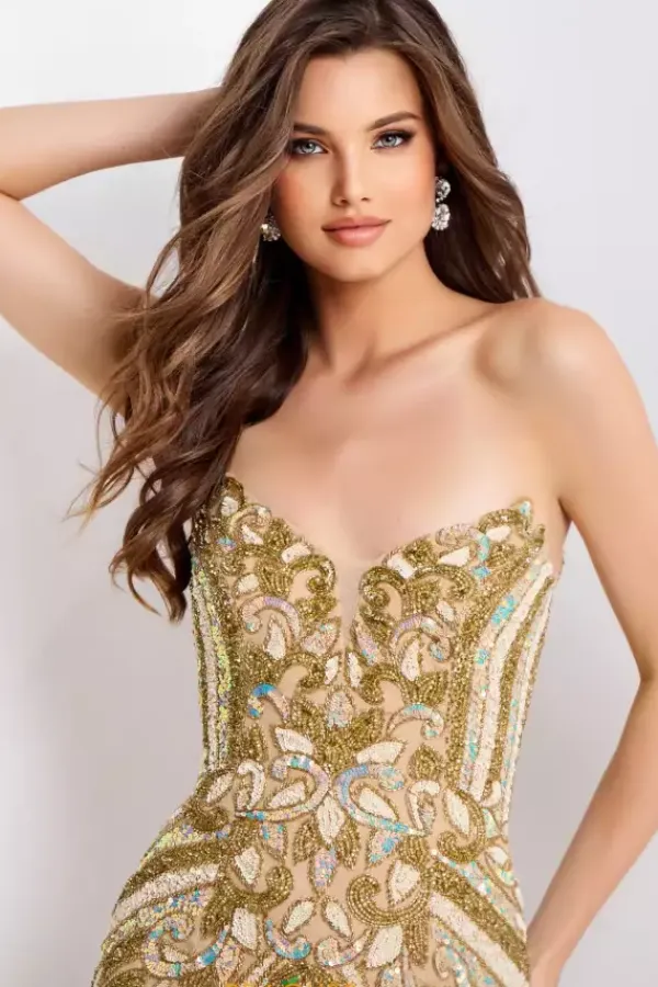 Strapless Beaded Long Dress 38707^Jovani Outlet