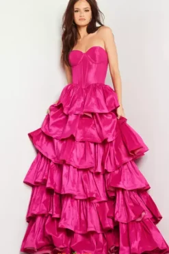 Strapless Taffeta Long Dress 36619^Jovani