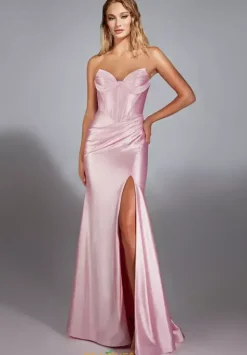 Stretch Satin Fitted Corset Dress 61733^Alyce Clearance