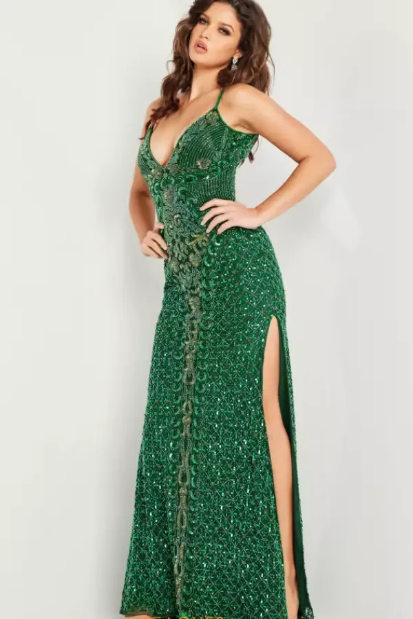 V Neck Fully Beaded Dress 36643^Jovani Sale