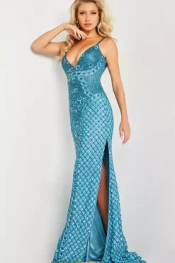 V Neck Fully Beaded Dress 36643^Jovani Sale
