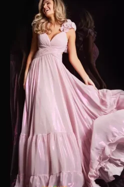 V Neck Long A Line Dress 26248^Jovani Clearance