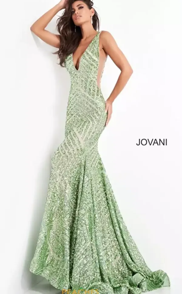 V Neck Long Fitted Dress 59762^Jovani Best