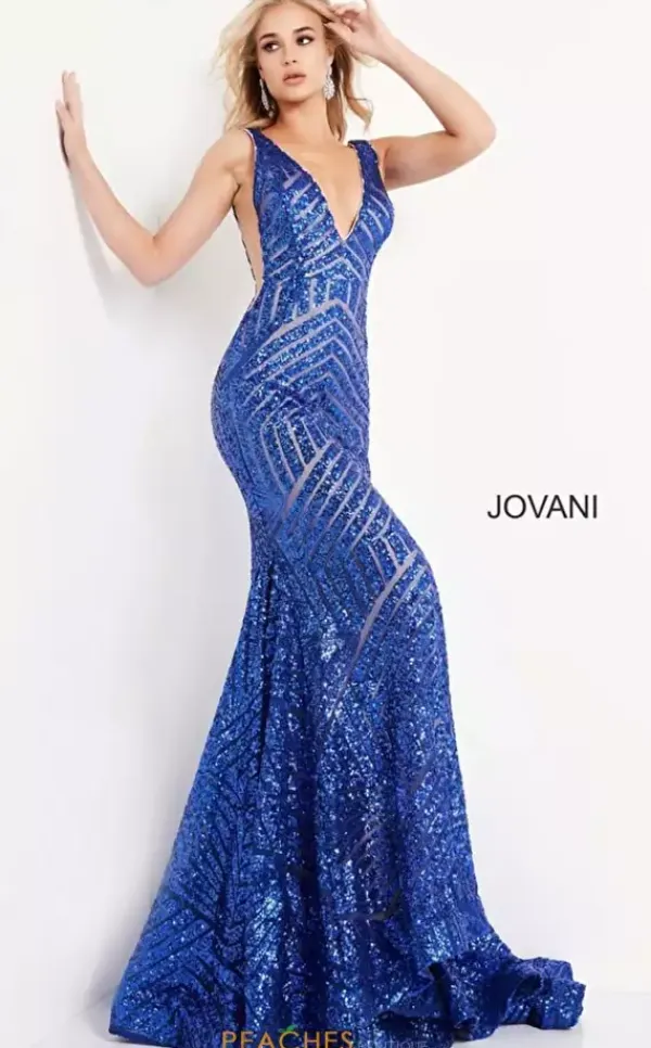 V Neck Long Fitted Dress 59762^Jovani Best