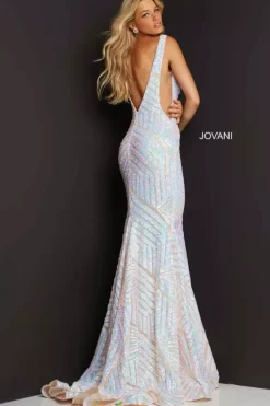 V Neck Long Fitted Dress 59762^Jovani Best
