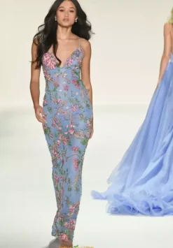 V Neckline Beaded Dress 57670^Sherri Hill