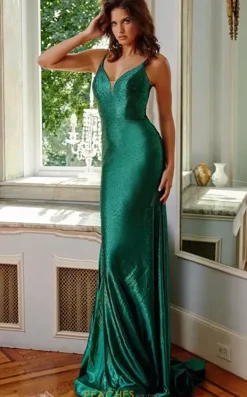 V Neckline Fitted Dress 08157^Jovani