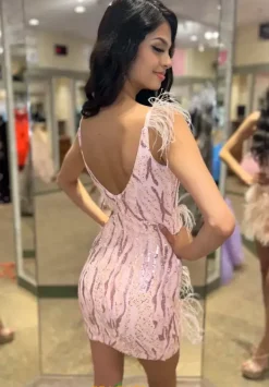 V Neckline Fitted Short Dress 1146^Jasz Couture Sale