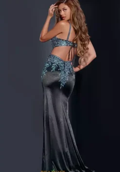 V Neckline Long Fitted Dress 43796^Jovani Best