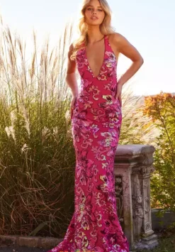 V Neckline Long Fitted Dress 08462^Jovani Discount