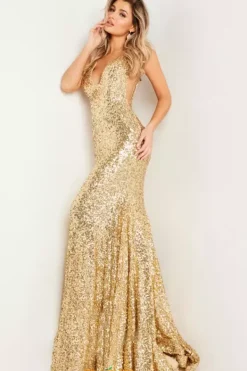 V Neckline Sequins Dress 23079^Jovani Sale